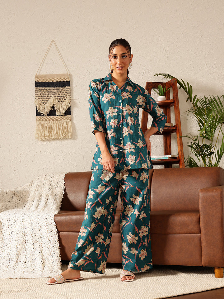 Abstract Petals Co-ord Set: Jade Garden